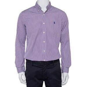 Ralph Lauren Shirt Purple White Stripe  Button Down Collar Size 16.5 (32-33) .